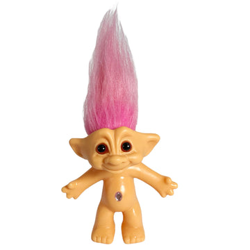 Lucky Vintage Troll Dolls, Lucky Doll Chromatic Adorable For Collections, School Project, Arts And Crafts, Party Favors- 7.5' Tall(Include The Length Of Hair) (White)