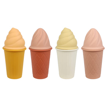 BLUE GINKGO Ice Cream Sand Toys - Silicone Beach Toy Ice Cream Set of 4 | Easy Clean, Travel-Friendly | Bath Toys for Toddlers a