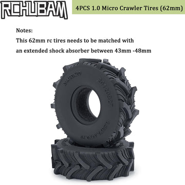 RCHUBAM 4PCS 1.0'' Micro Crawler Tires Rubber Mud Tires for 1/18 TRX4M 1/24 Axial SCX24 90081 AXI00001 AXI00002 AXI00005 AXI0000