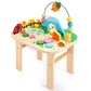 Oathx Activity Table For 1+ Year Old, 9 In 1 Wooden Montessori Toys With Bead Maze Shape Sorter Flip Mirror Train Toy, Baby Sensory Play Table Toddler Toys 1St Birthday Gifts For Girls Boys Kids