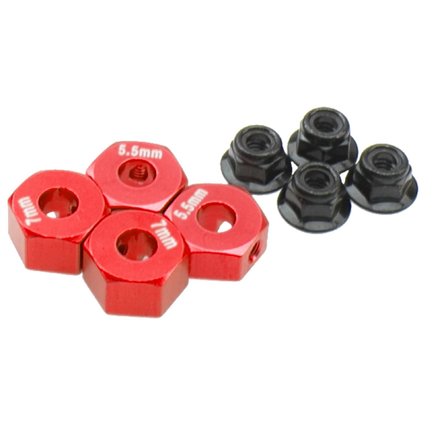 Sharegoo Aluminum 12Mm Hex Wheel Hubs Hex Adapter & Flanged Lock Nuts Compatible With Traxxas 2Wd Slash Rustler Stampede 1/10 Rc