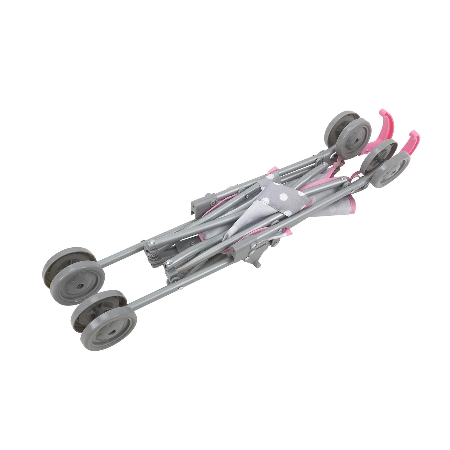 509 Crew: Cotton Candy Pink: Umbrella Doll Stroller - Pink, Grey, Polka Dot - For Dolls Up To 24'', Foldable, Kids Pretend Play,