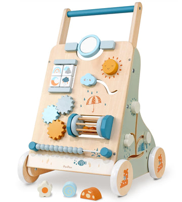 Pairpear Wooden Baby Walker, Toddler Push Walker Activity Center Toys With Shape Sorter, Montessori Walker Toy, Push Toys For Boys Girls 1 2 3 Year Old