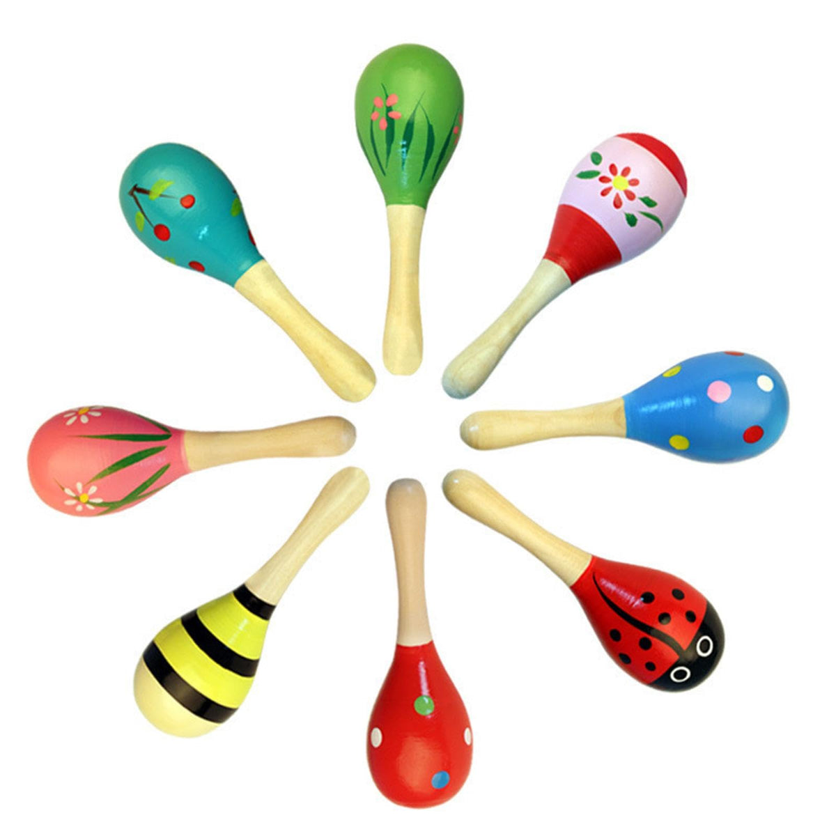 Atorse 4 Pieces Wooden Percussion Musical Instrument Playset For Newborn Baby Party Style C|Baby | Toys For Baby | Rattles