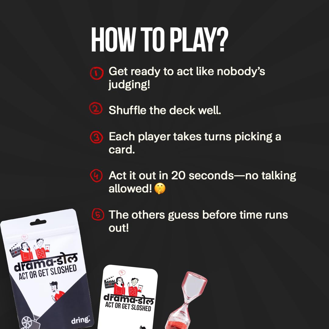 Dring Dramadol - Act or Get Sloshed (150 Cards | Multicolur) - The Wildest House Party Game of India for Adults | Super Fun Card