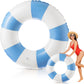 Foilswirl 6 Pcs 47.24 Inch Swimming Ring Jumbo Pool Floats Striped Pool Rings Inflatable Tube for mature-themed Swimming Summer Beach Bachelorette Wedding Party Decor