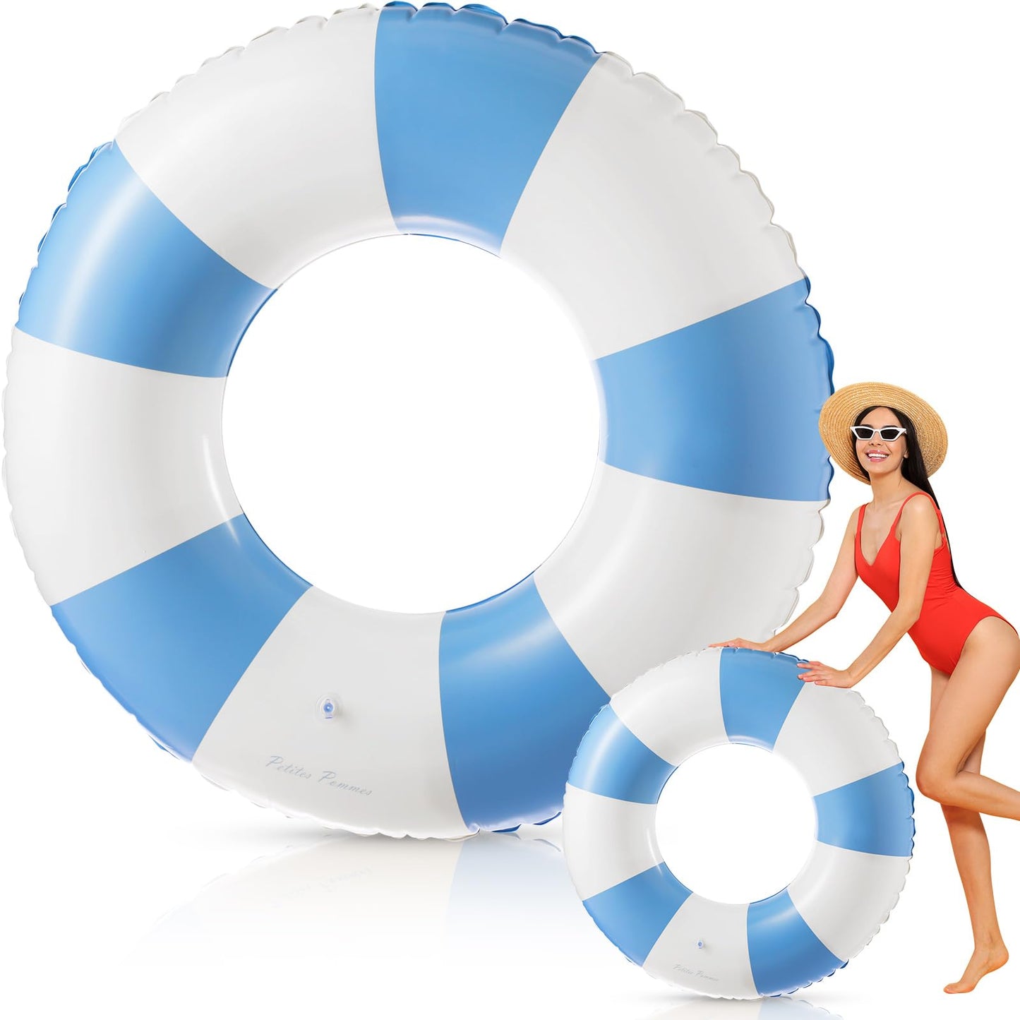 Foilswirl 6 Pcs 47.24 Inch Swimming Ring Jumbo Pool Floats Striped Pool Rings Inflatable Tube for mature-themed Swimming Summer Beach Bachelorette Wedding Party Decor