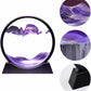 Moving Sand Art Picture, Round Glass 3D Deep Sea Sandscape In Motion Display, Flowing Sand Frame, Sensory Relaxing Desktop Home Office Work Desk Decor (7 Inch, Purple)