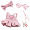 6.7in/17cm Doll Clothes Set(NO Doll)  4 Pcs Outfit Set Includes enhanced Fashion Dresses & Bow Hairpin & Glasses & Cute Rabbit Charm  elegant Chic Doll Clothing Accessories