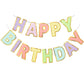 LITAUS Happy Birthday Banner - 9ft Pre-Strung Pastel Decorations, Reusable Paper Backdrop for All Celebrations, Model BD-B01