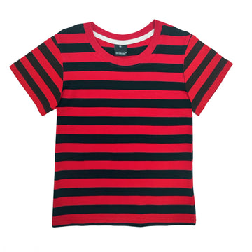 Kids Black Red Striped Shirt Linus Boys Freddy Halloween Costume Summer Short Sleeve Basic Tee Top 13-14 Years