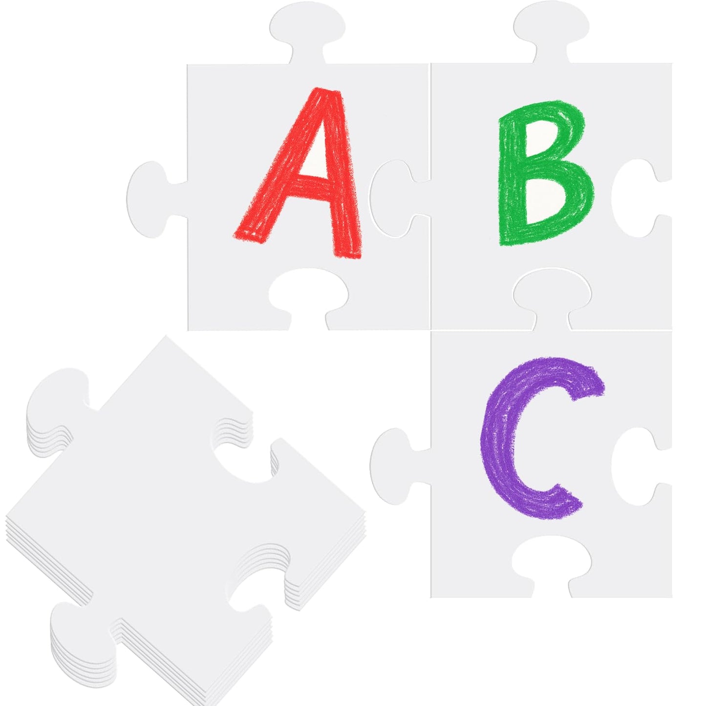 30 Pack Large Blank Jigsaw White Puzzles 8 x 9 Inch White Cardboard - Make Your Own Puzzle Pieces for Drawing & Coloring, DIY Ar