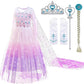 Sototoo Elsa Costume Long Sleeves Princess Dress Queen White Costume Cosplay Dress Up With Accessories Halloween (K25,5-6Years)