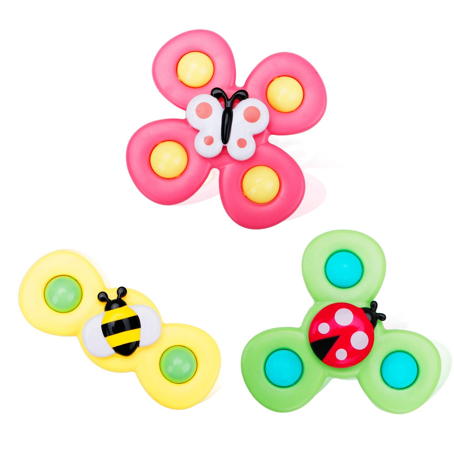 3PC Baby Bath Toys with Rotation Suction Cup for Dining Table/Bathing/Travelling