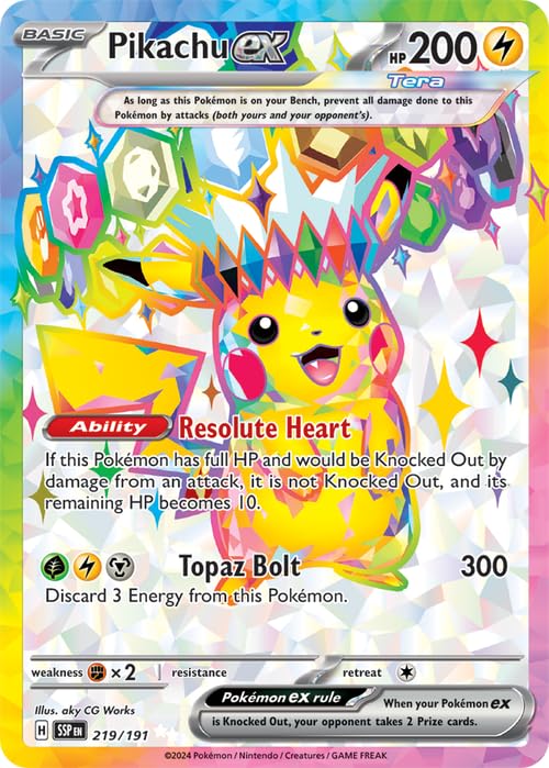 Pokemon - Pikachu ex 219/191 - Surging Sparks - Full Art Ultra Rare - Foil Card
