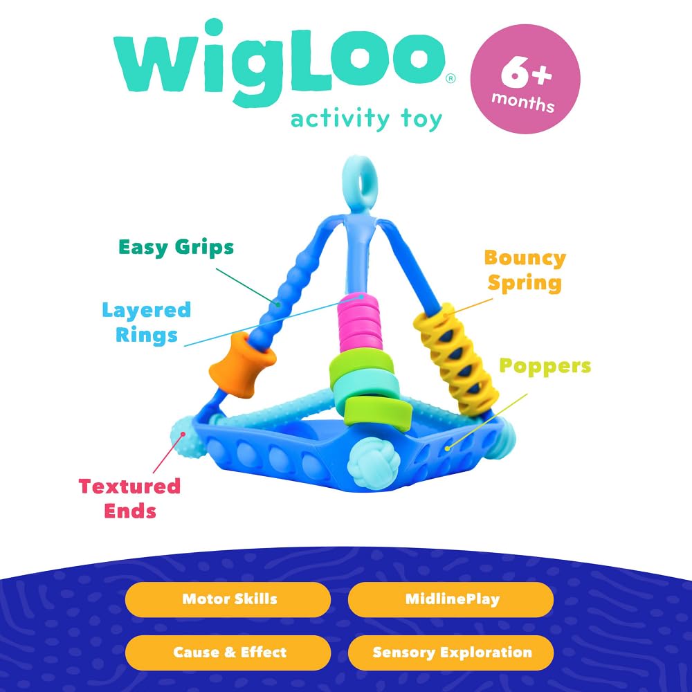 MÖBI Mobi Wigloo Activity Toy - Sensory Teething Toy, Medium, Multicolor, Food Grade Silicone, BPA Free, for Babies 6-12 Months