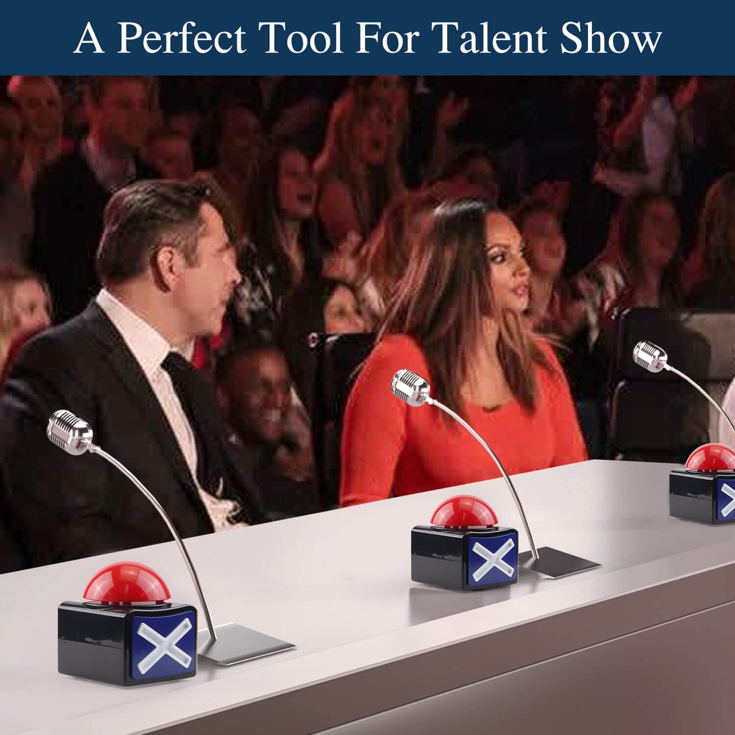 BEAN LIEVE 4Pack Game Buzzer - Game Answer Buzzer with Lights and Sound Trivia Quiz Got Talent Buzzer  Buzzer Buttons for Game Show  Red Game Buzzer for mature-themed Classroom