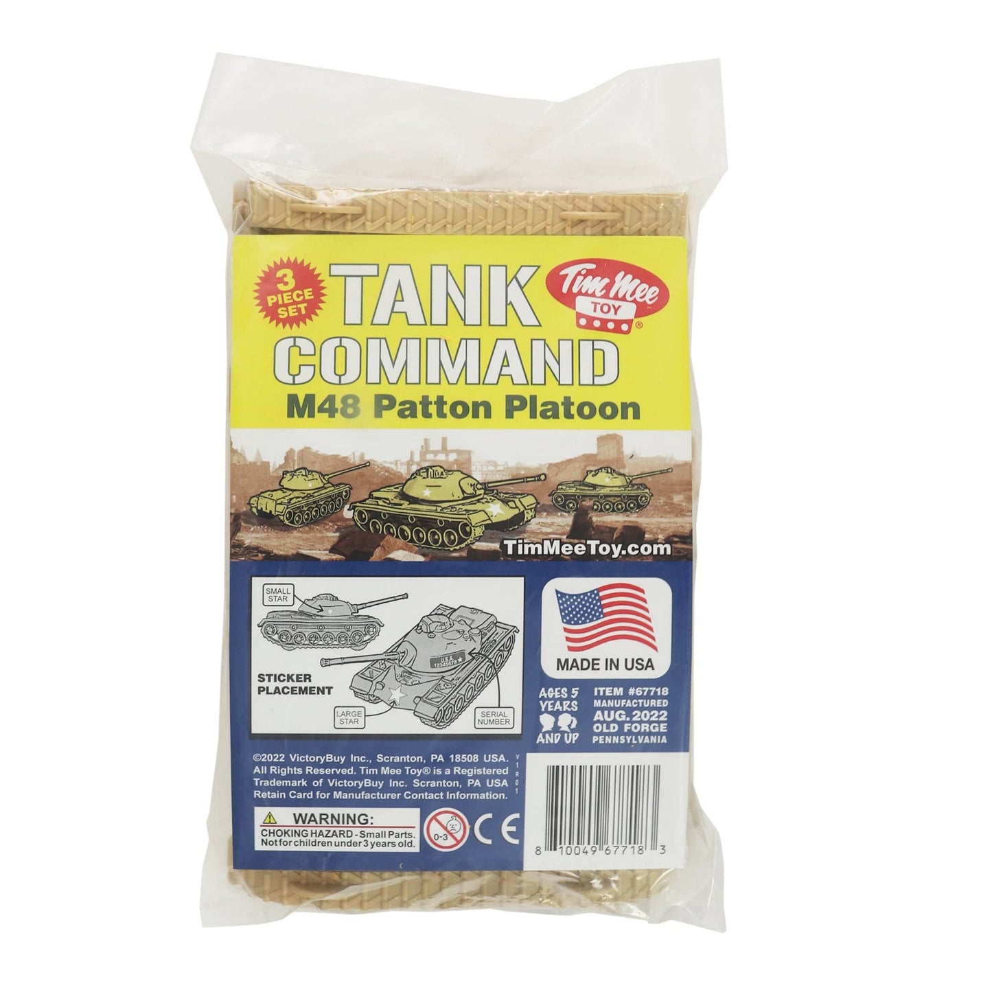 TimMee Toy Tanks for Plastic Army Men - Tan WW2 3pc - Made in USA