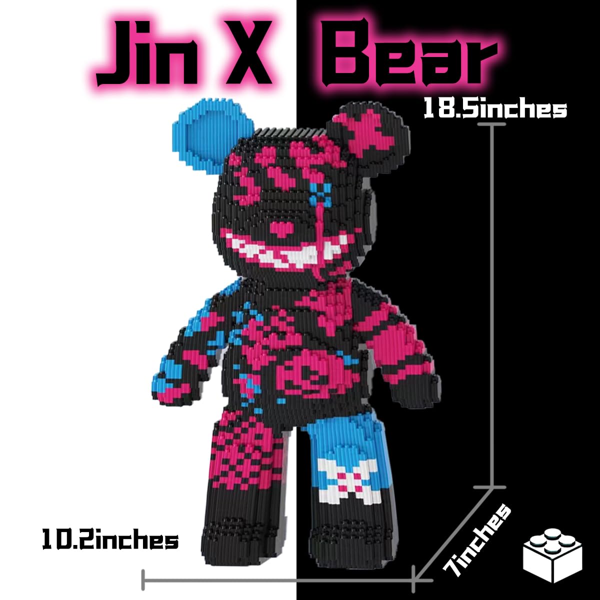 VIIOVOIIV Jinx Graffiti Teddy Bear Micro Building Blocks Set(3688Pieces) Animal Winktoys Blocks Bear Building Blocks Gift for mature-themed