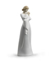 Lladro Mother Figure A Mother'S Embrace In Matte Satin Green Porcelain. Decorative Figure Of A Woman And Her Baby In Arms.