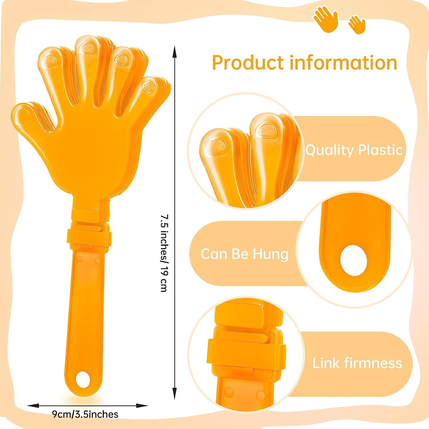 ZCYSRLQIN 24 Pcs 6 Colors Hand Clappers 7.5 Inch Clappers Noisemakers Noise Makers Party Favors Plastic Clapper Sporting Events