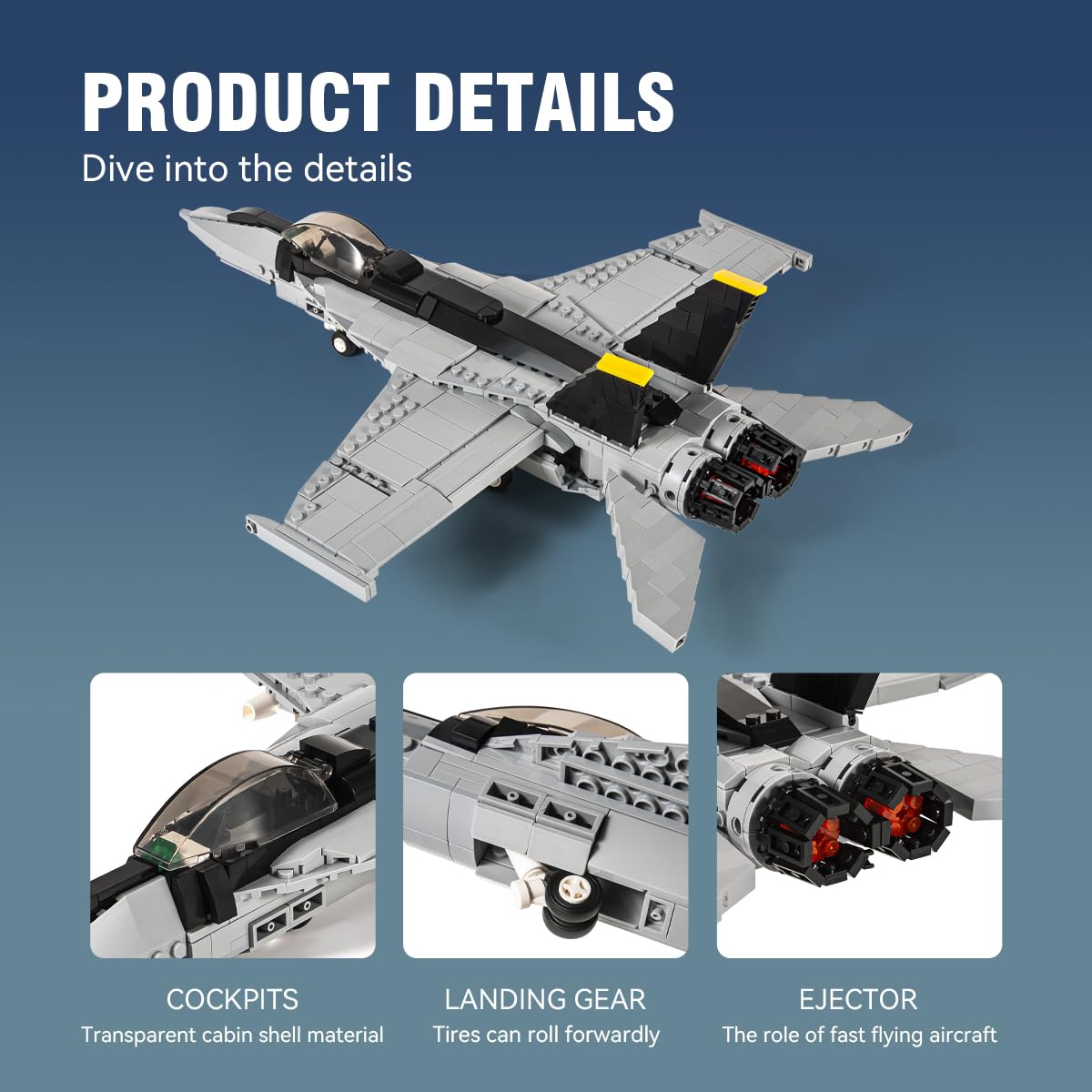 DAHONPA F-18 Bumblebee Fighter Military Army Air Building Bricks Set  700+ Pieces Air-Force Build Blocks Toy  Gift for Kid and mature-themed.