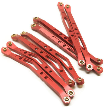 8 Pcs Aluminum Linkage Rod Arm Set/Upper and Lower Suspension Links Set of 8 for 1/10 Axial Wraith 90018 RC Truck (Red, Type B)