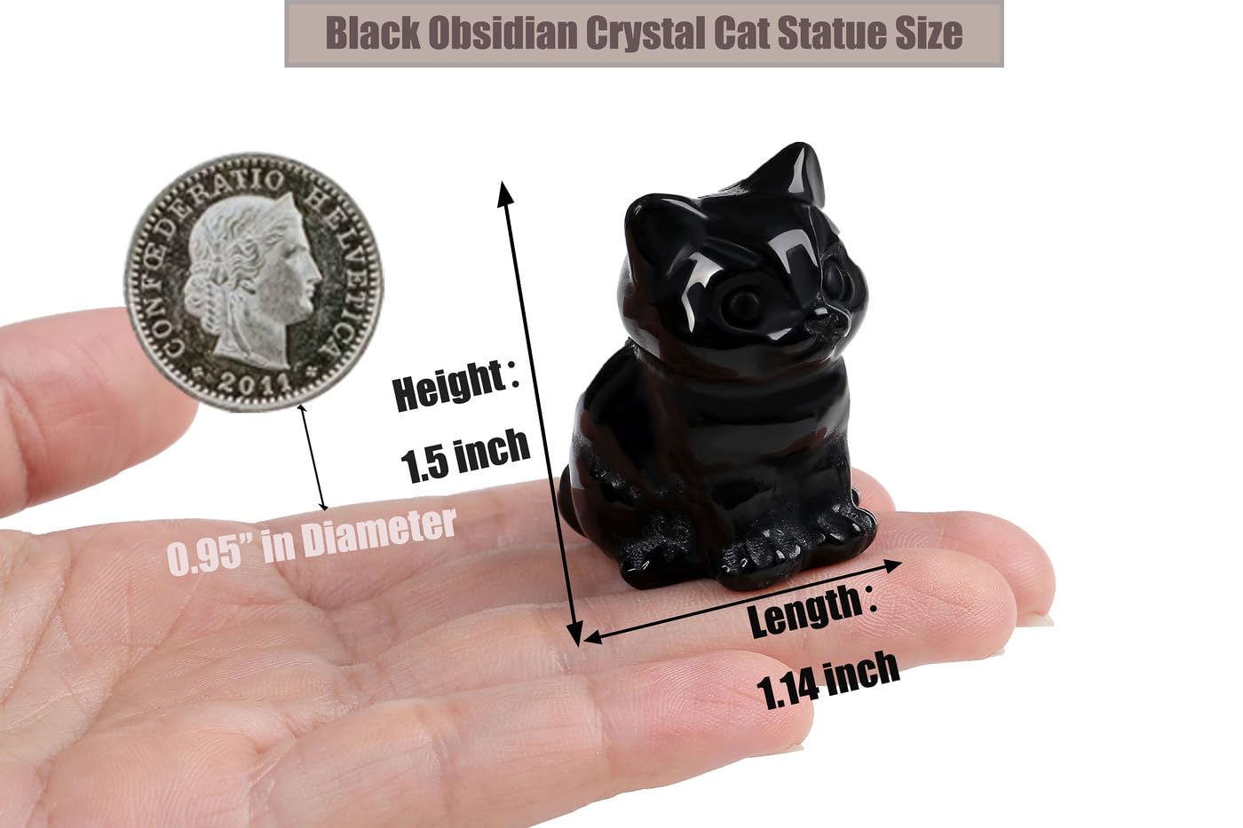 Duqguho Cat Decor Black Obsidian Cat Crystal Figurines Crystals Gifts For Cat Lovers Men Women Lucky Cute Cat Statue For Room De