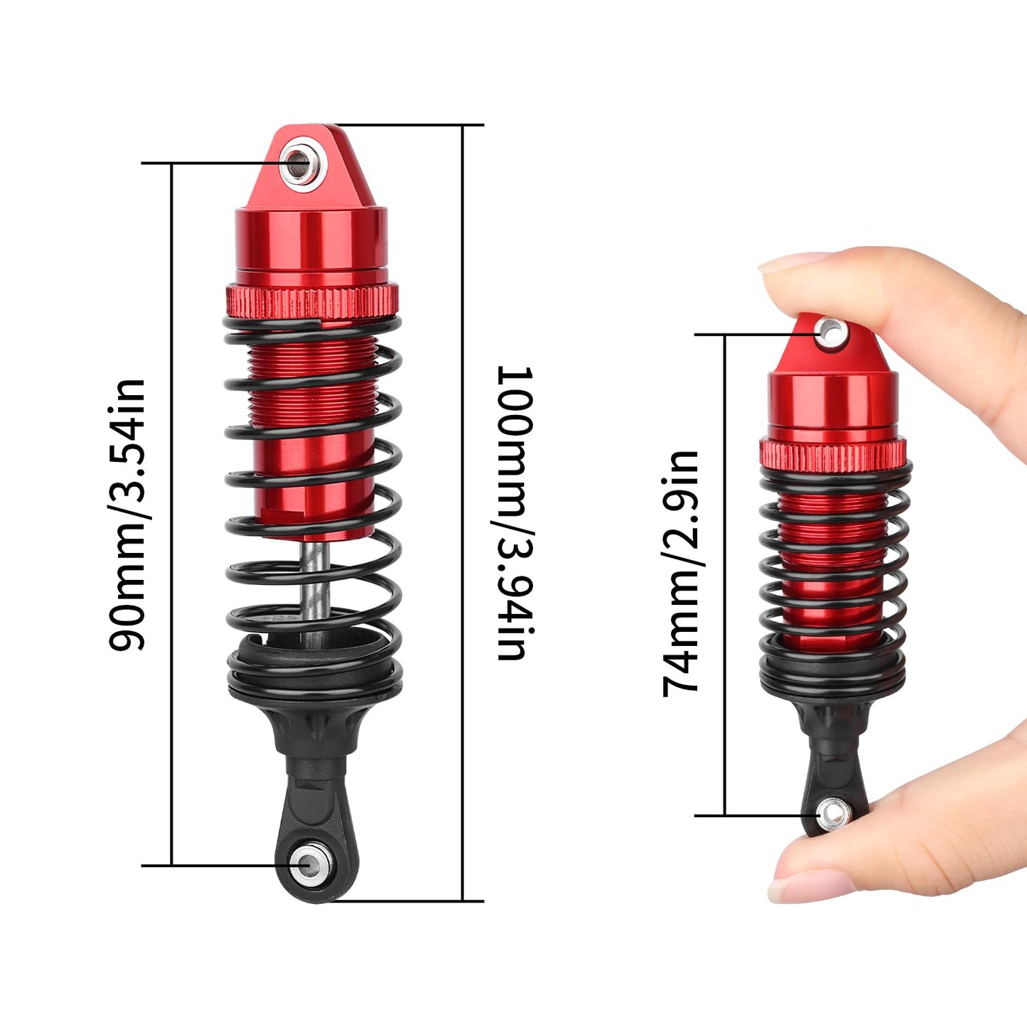 CrazyHobby RC Shocks for 1/10 Traxxas Slash Rustler VXL Stampede Hoss 4X4, Replace 5862 Big Bore Shock Set, with Springs Upgrade