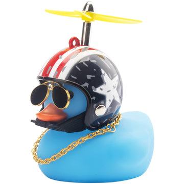 Wonuu Rubber Duck Toy Car Decoration Ornaments Blue Duck Car Dashboard Decorations Cool Glasses Duck With Propeller Helmet