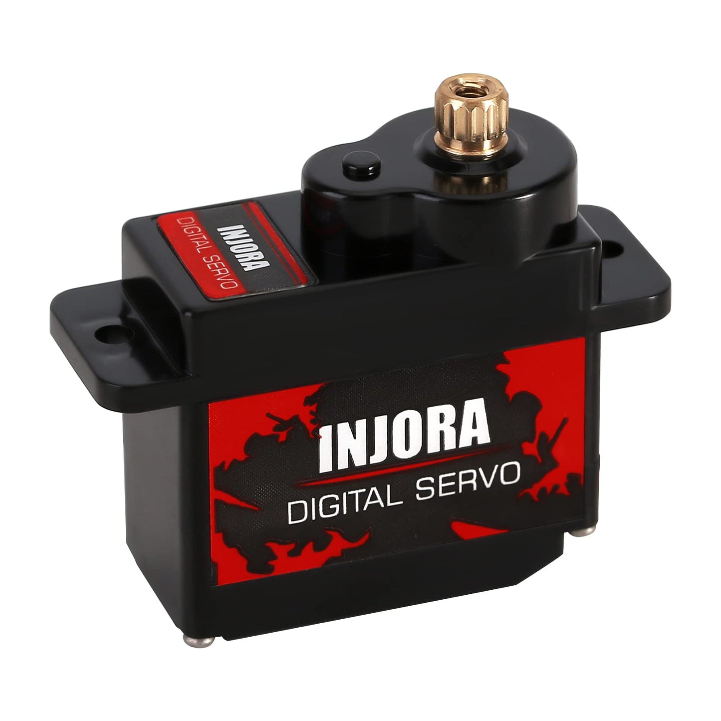 INJORA RC Servo 12g Digital V2 Servo with 15T Metal Mount and Arm for RC Axial SCX24 Car Model Upgrade Parts (Brass Black)