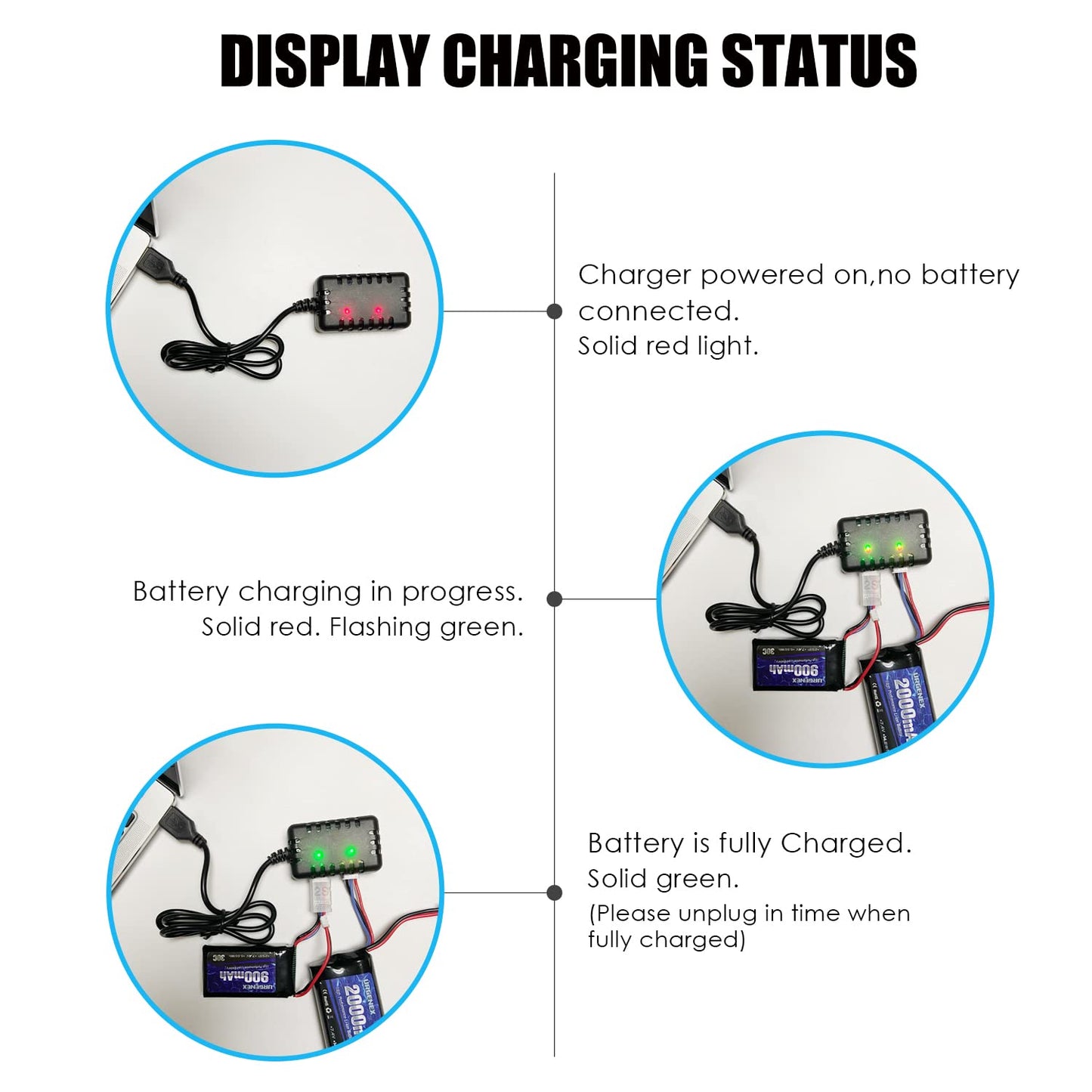 URGENEX 7.4V Lipo Battery 2S 35C 1800mAh RC Battery Pack with Deans T Plug for 1/10 & 1/16 Scale