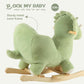 Rock My Baby Rocking Horse Green Dinosaur with Chair, Plush Stuffed Animal Rocker, Baby Rocker with Sweet Music, Wooden Rocking