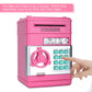 Adsoner Toy Piggy Bank, Electronic Atm Password Cash Coin Can Auto Scroll Paper Money Saving Box Gift For Kids (Light Pink)