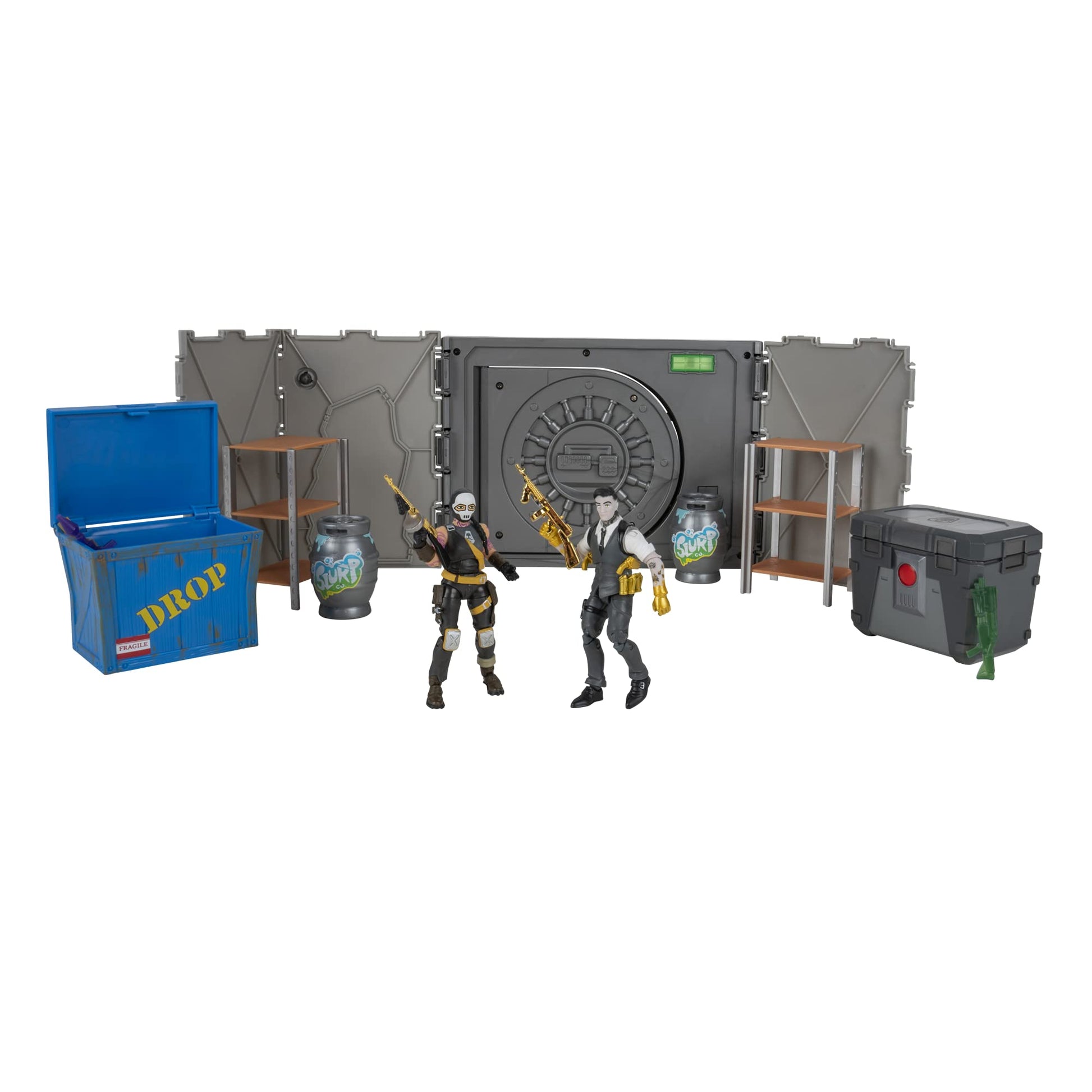 FORTNITE The Vault Deluxe Diorama  Includes 2 (4-inch) Articulated Figures  Playset with Breakaway Wall    and 21 Accessories.