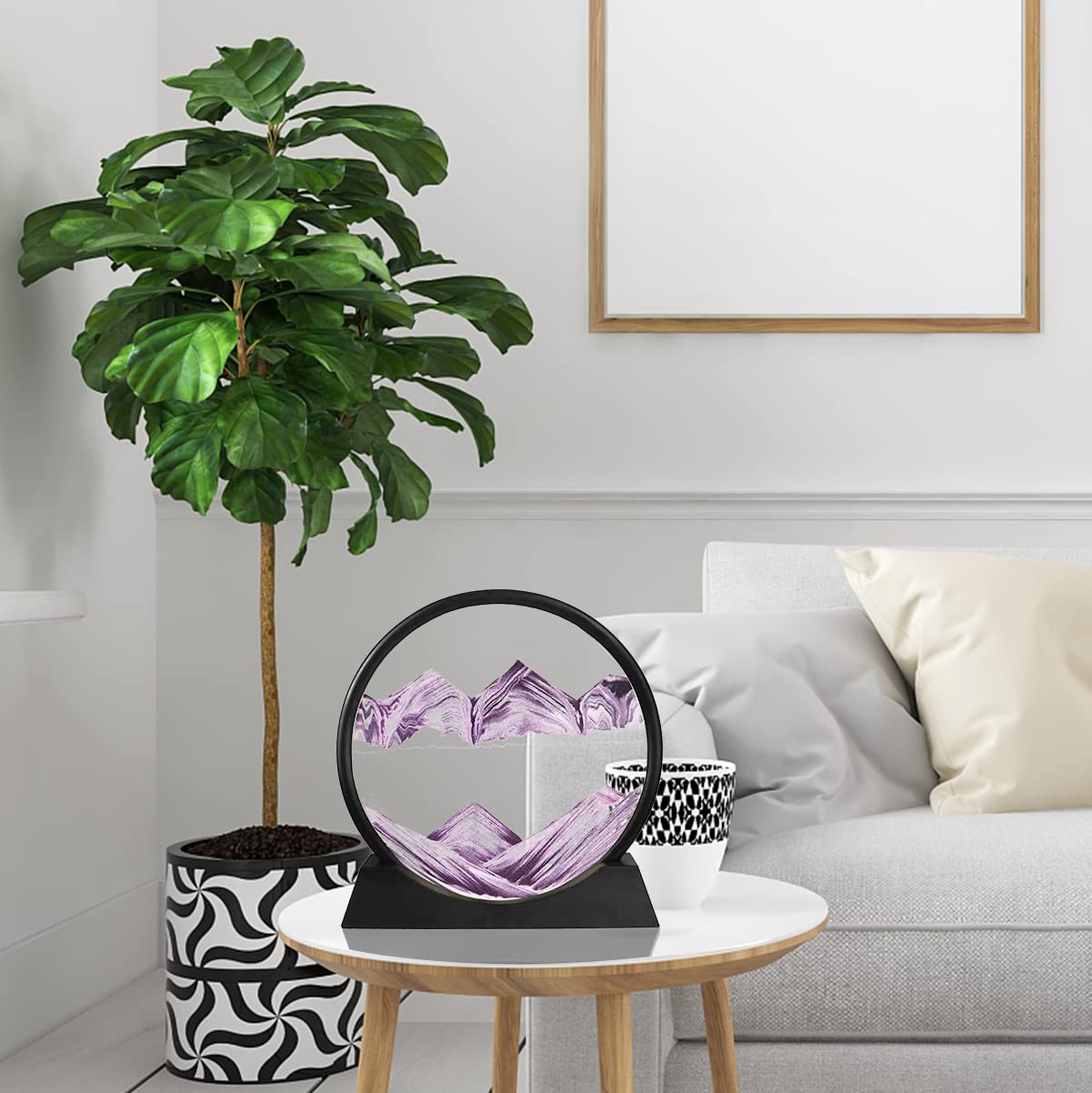 Winthfure Moving Sand Art Picture-3D Deep Sea Sandscape In Round Glass Flowing Sand Frame,Kid'S Large Desktop Dynamic Art Toys,R