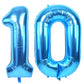 Toniful 40 Inch Blue Large Numbers Balloon Birthday Party Decorations, Foil Mylar Big Number Balloon Digital 10 For 10Th Birthda