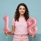 TONIFUL Number Balloons 16 Inch Light Pink 0-9 Number Mylar Foil Balloons 10 Pcs Custom Digital Balloons for Birthday Party Enga