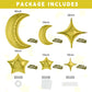 TONIFUL 52pcs Gold Moon & Star Foil Balloons - Large Moon Shape & Star Mylar Foil Balloons for Birthday, Wedding, Baby Shower, A