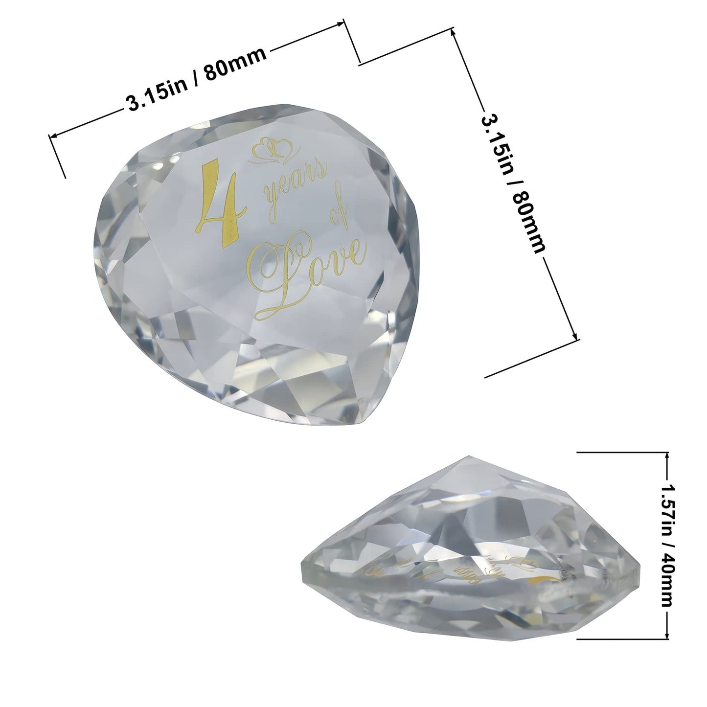 4 Year Anniversary Crystal Gifts For Husband Wife Boyfriend Or Girlfriend, Cute 4Th Wedding Anniversary Valentines Day Romantic Gifts For Her Him Funny Four Anniversary Marriage Presents For Couple