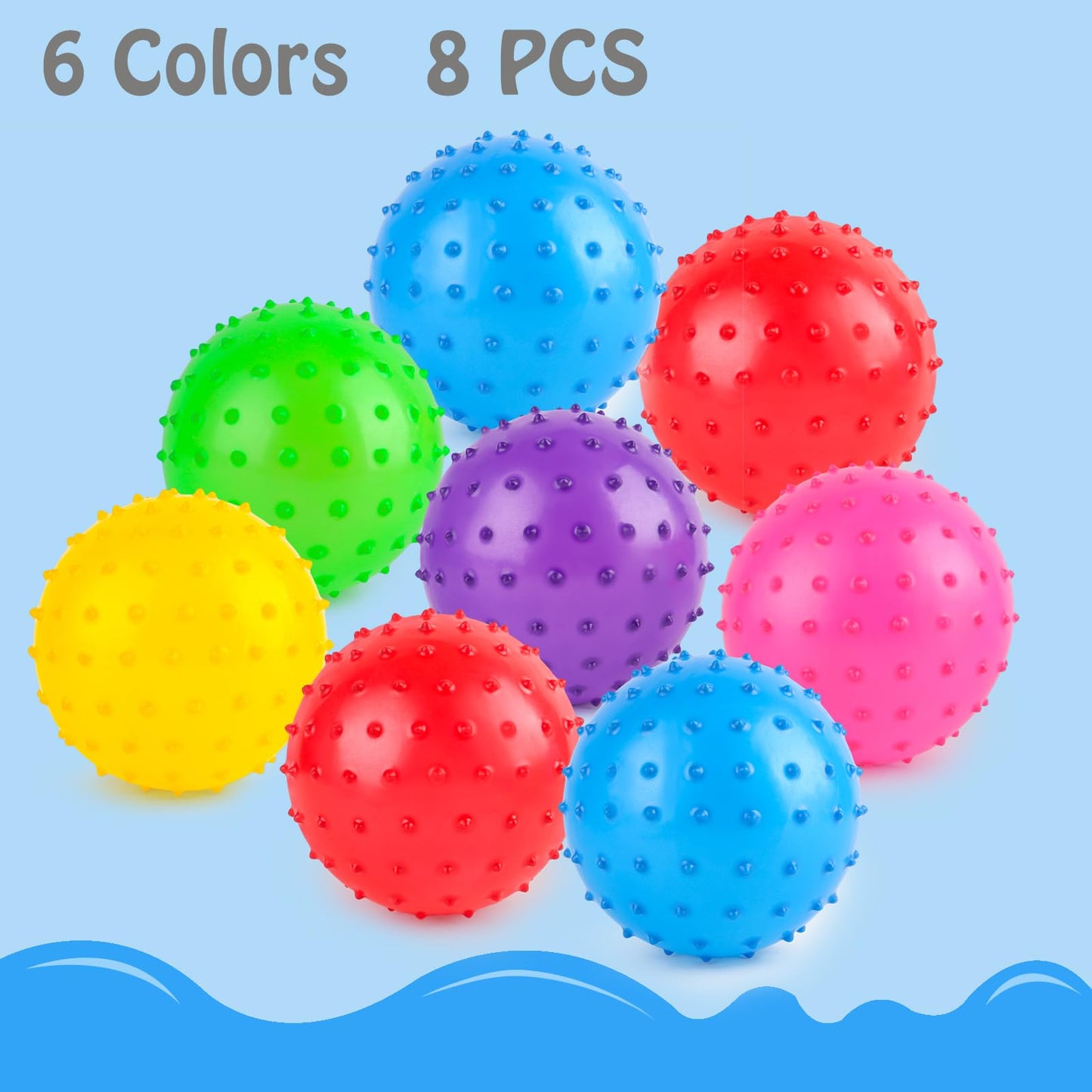 Loveinusa 8Pcs Bounce Balls, Knobby Balls With Pump 7Inch Sensory Balls Spiky Massage Balls For Kids Party Favors