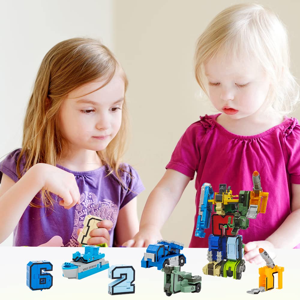 Veais Number Transforming Toys, Number Alpha Bot Military Transforming Robet Toys For Tollders Montessori Teaching, School Class