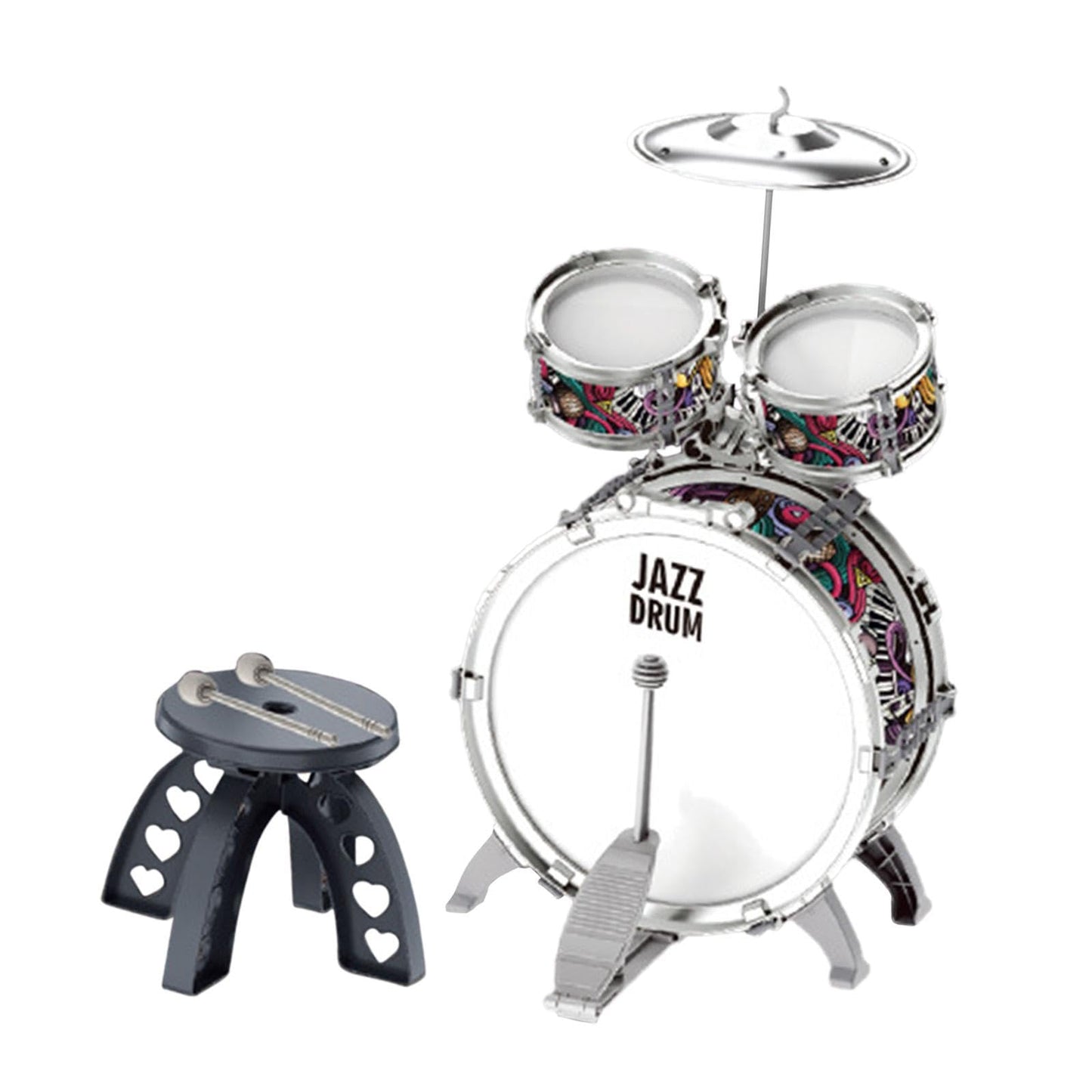 Atorse Kids Jazz Drum Set Includes Tom, Cymbal, Drumstick, Stool For Boys Girls