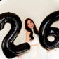 Black Number 6 Balloon 40 Inch, 6 Balloon Number, 6Th Birthday Decorations, Black Party Supplies For Boys Girls