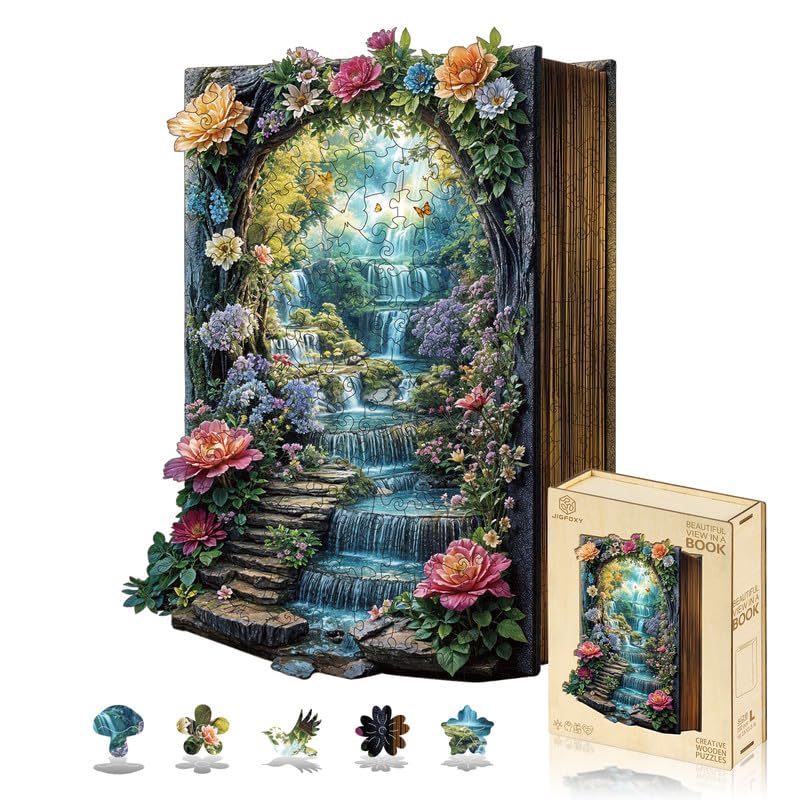 Jigfoxy Wooden Puzzles for mature-themeds  Beautiful Scenes From a Book Wood Puzzles mature-themed  Unique Animal Shape Wooden Jigsaw Puzzles for mature-themeds  Birthday Gifts for Puzzle Lovers  Family (S-6.3*8.5in-108pcs)