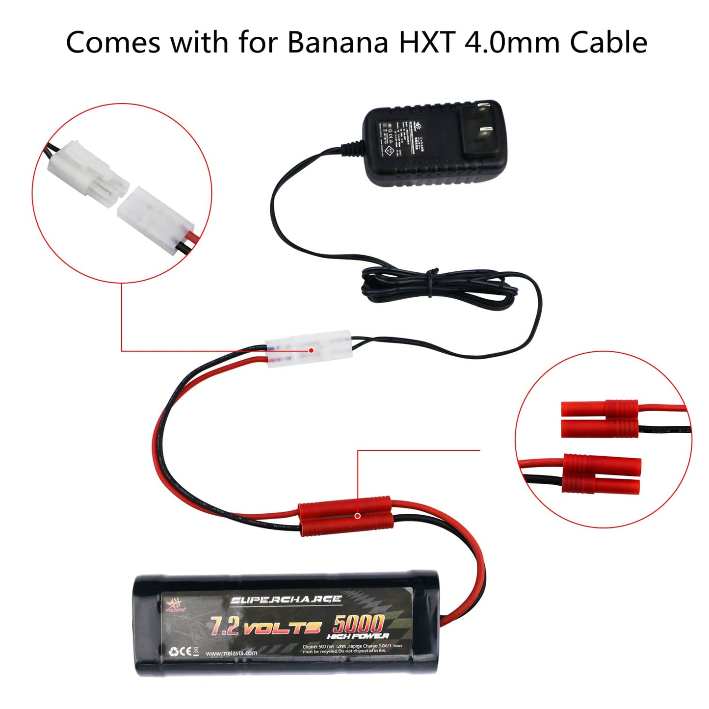 Melasta 7.2V 9.6V 8.4V RC Car Battery Charger Compatible with Redcat Racing Hexfly NiMH Battery and Standard Tamiya Battery, 2.4