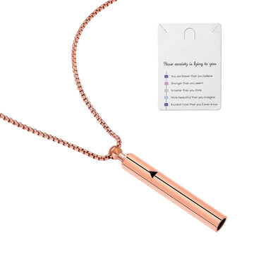 Xeyai Stainless Steel Anxiety Breathe Necklace, Anxiety Relief Items,Mindful Breathing Breathless Necklace For Anxiety, Stress,