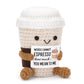 A Aifamy Funny Positive Coffee, Emotional Support Coffee, Cute Crochet Potato Partner Toy With Positive Card Cheer Up Funny Gag