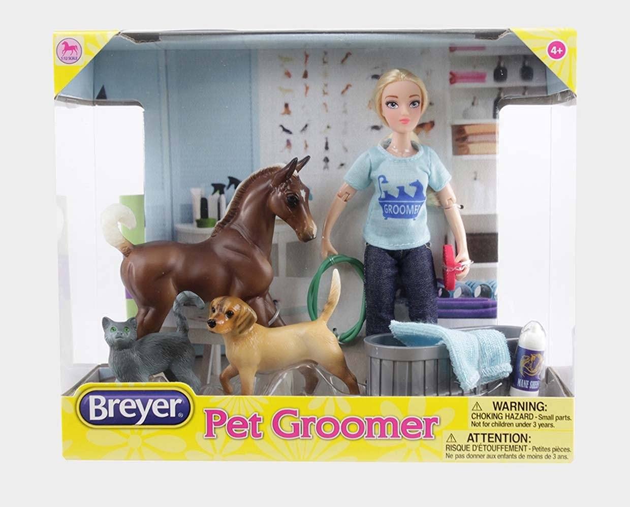 Breyer Freedom Series (Classics) Pet Groomer Doll & Animals Set | 10 Piece Playset With 6' Fully Articulated Rider Doll | 1:12 Scale