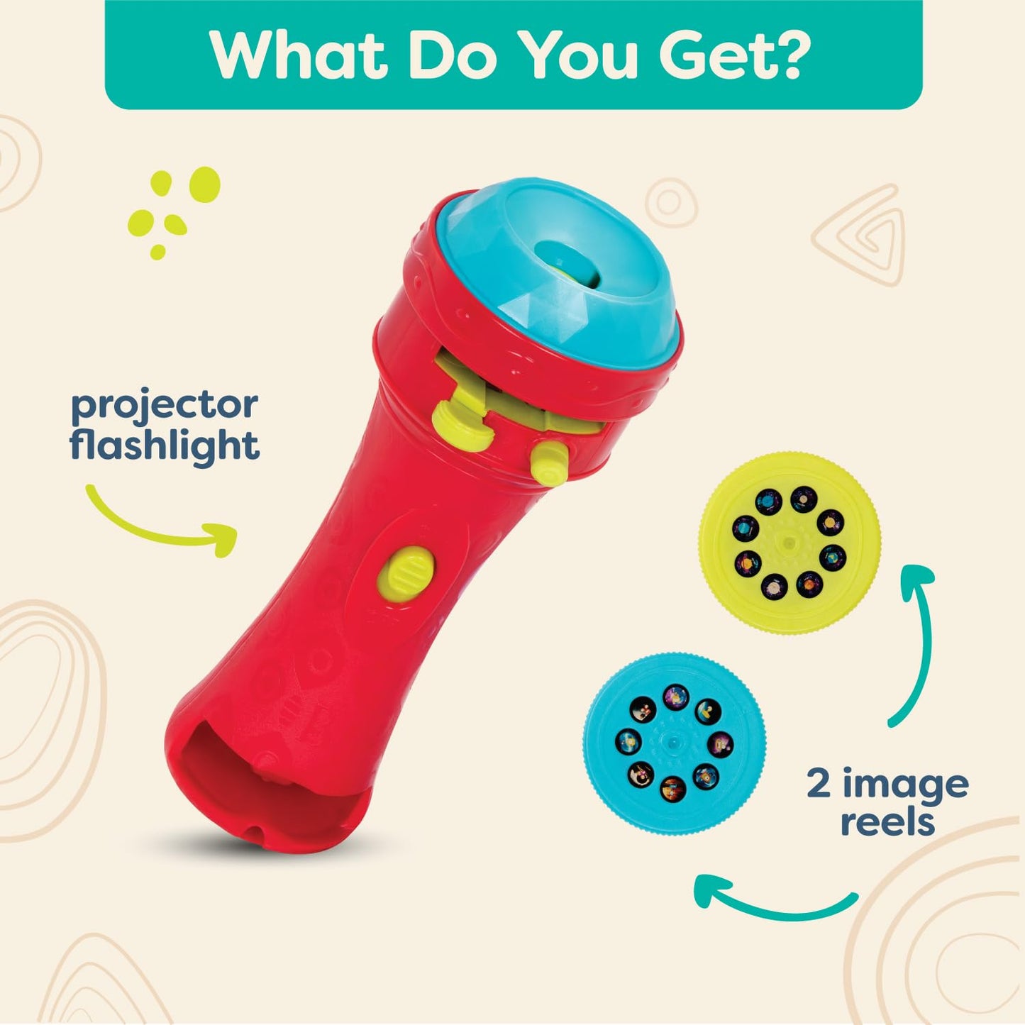 B. Toys –Children’S Projector Flashlight With Image Reels- Pretend Play-Make Everything Cosmic & Bright- Light Me To The Moon – 4 Years +